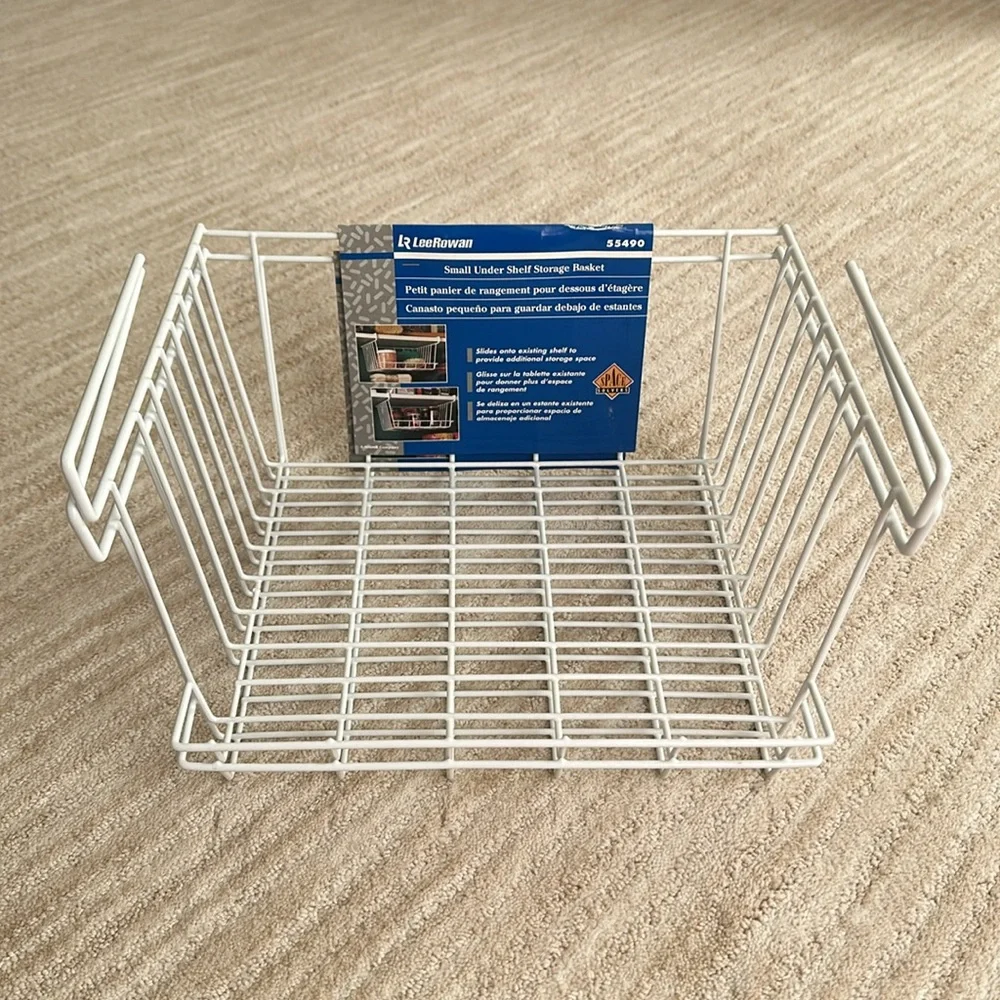 Set of 2 Rubbermaid Lee Rowan Hanging Under Shelf Metal Storage Basket 10” x 12”